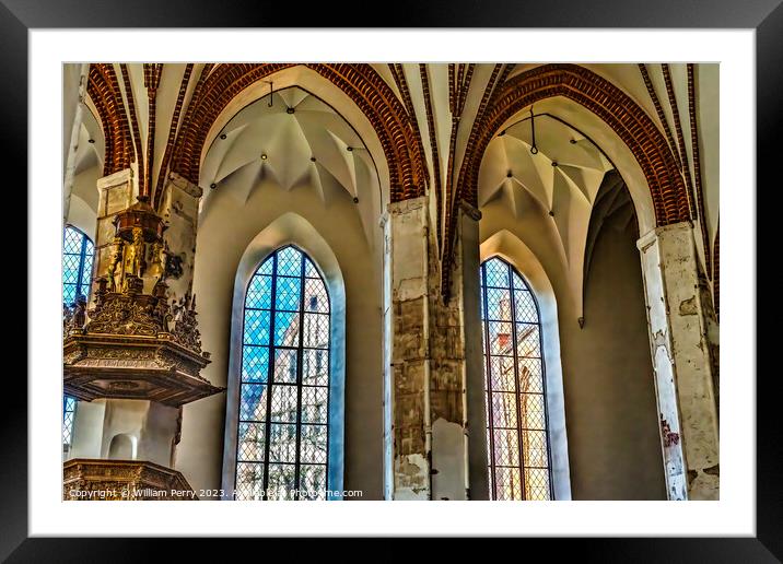 Windows Basilica St Nicholas Church Gdansk Poland Framed Mounted Print by William Perry