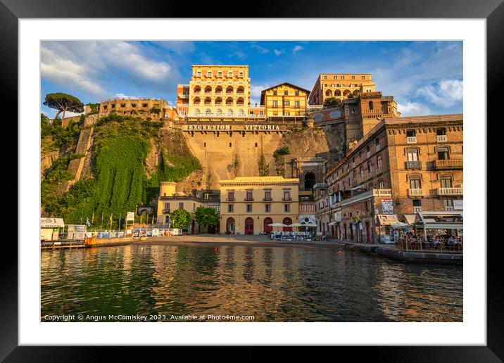 Marina Piccola in golden light, Sorrento, Italy Framed Mounted Print by Angus McComiskey
