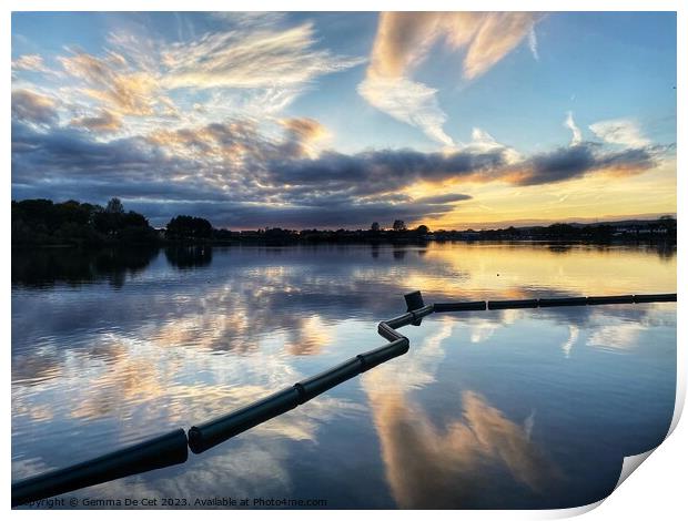 Sunset at Hollingworth Lake, Greater Manchester Print by Gemma De Cet