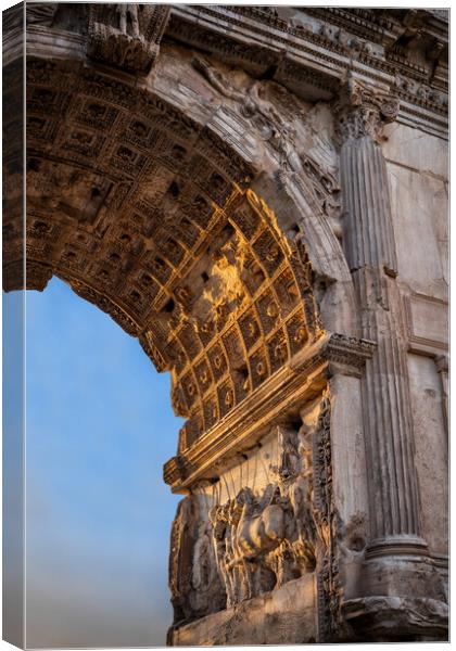 Ancient Arch of Titus at Sunset in Rome Canvas Print by Artur Bogacki