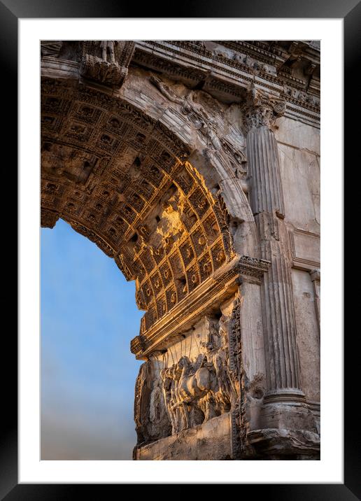 Ancient Arch of Titus at Sunset in Rome Framed Mounted Print by Artur Bogacki