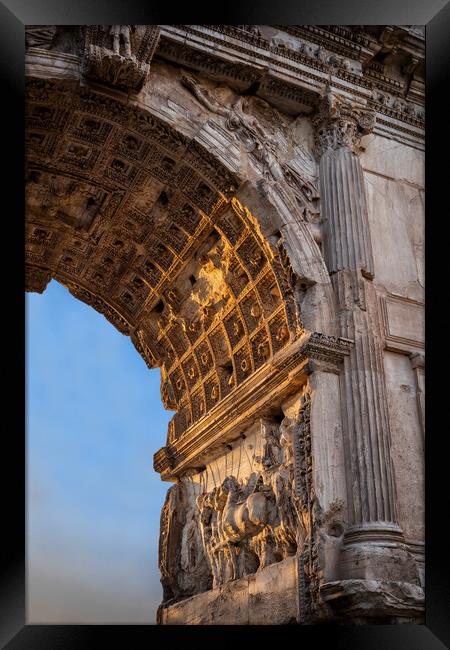 Ancient Arch of Titus at Sunset in Rome Framed Print by Artur Bogacki