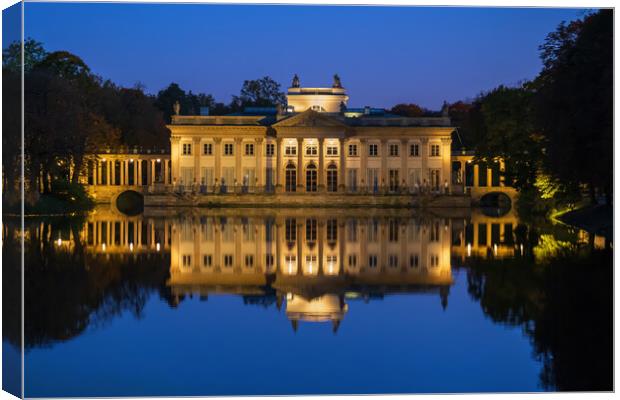 The Palace on the Isle at Night in Warsaw Canvas Print by Artur Bogacki
