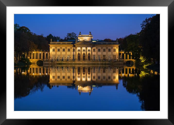 The Palace on the Isle at Night in Warsaw Framed Mounted Print by Artur Bogacki