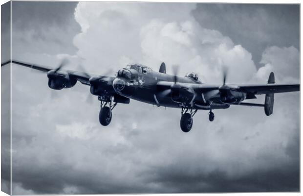 Lancaster Bomber Black and White Canvas Print by J Biggadike