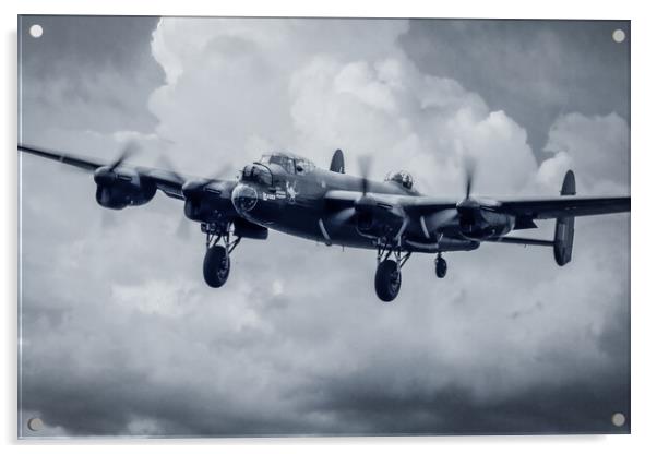 Lancaster Bomber Black and White Acrylic by J Biggadike