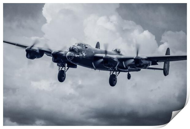 Lancaster Bomber Black and White Print by J Biggadike