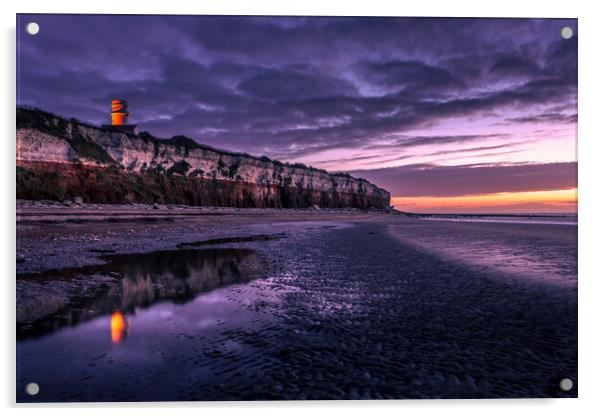 Afterglow on Hunstanton beach. Acrylic by Bill Allsopp