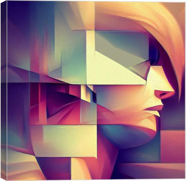 abstract cubist  portrait  of a women Canvas Print by kathy white