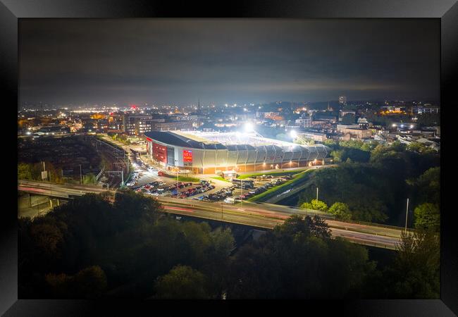 Rotherham United Game Night Framed Print by Apollo Aerial Photography