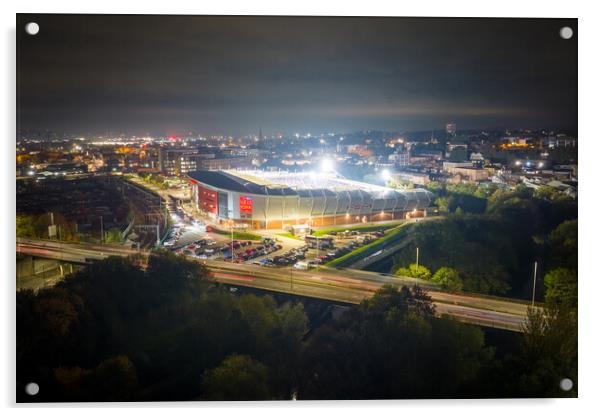 Rotherham United Game Night Acrylic by Apollo Aerial Photography