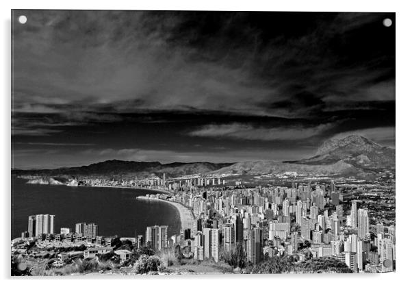 Benidorm Skyline Cityscape Costa Blanca Spain Acrylic by Andy Evans Photos