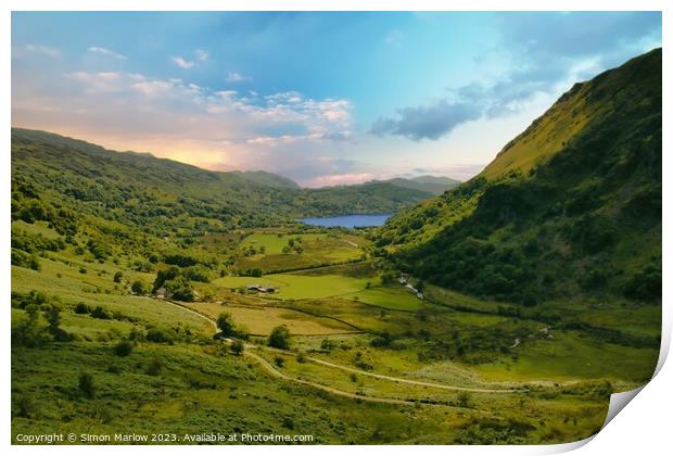 Beautiful view overlooking Snowdonia Print by Simon Marlow