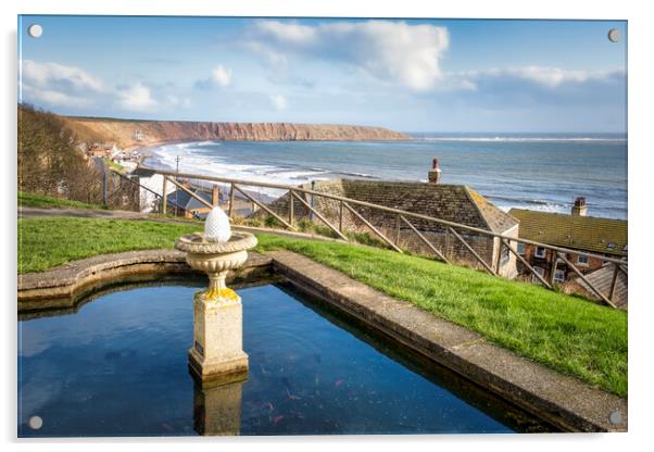 Filey Crescent Gardens Yorkshire Coast Acrylic by Tim Hill