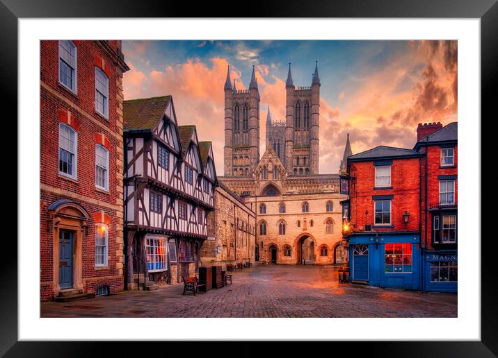 Lincoln Market Square and Cathedral Framed Mounted Print by Tim Hill