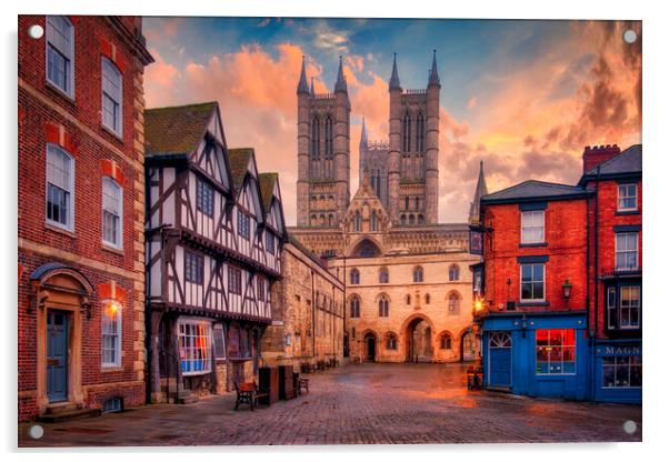 Lincoln Market Square and Cathedral Acrylic by Tim Hill