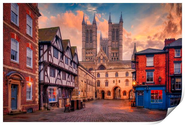 Lincoln Market Square and Cathedral Print by Tim Hill