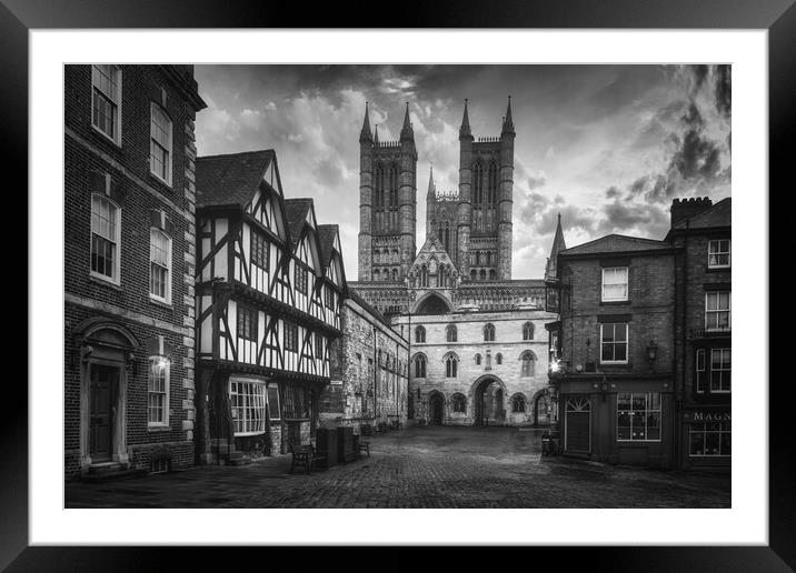 Lincoln Cathedral Black and White Framed Mounted Print by Tim Hill