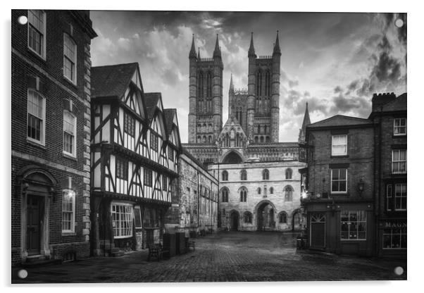 Lincoln Cathedral Black and White Acrylic by Tim Hill