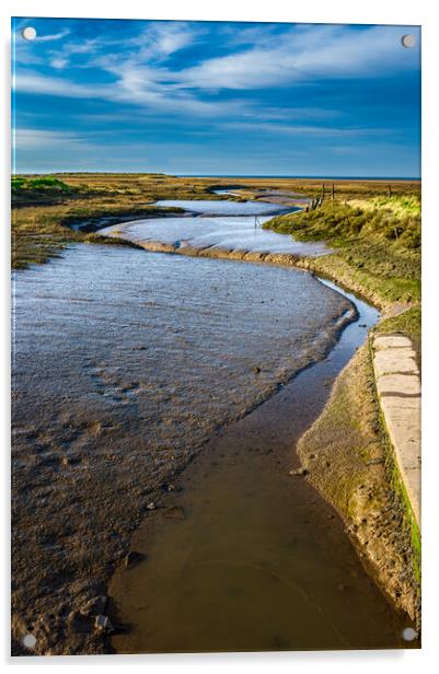 Thornham Creek at low tide. Acrylic by Bill Allsopp