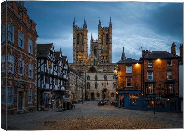  Lincoln Cathedral blue hour Canvas Print by Jason Thompson
