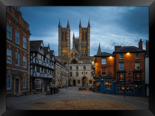  Lincoln Cathedral blue hour Framed Print by Jason Thompson