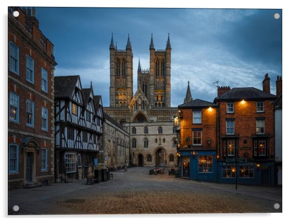  Lincoln Cathedral blue hour Acrylic by Jason Thompson