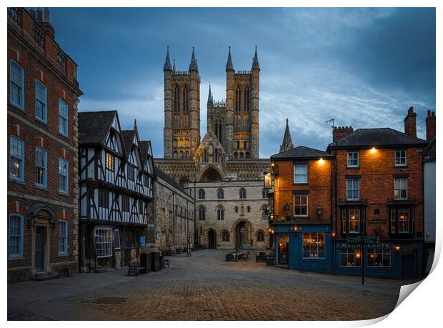  Lincoln Cathedral blue hour Print by Jason Thompson