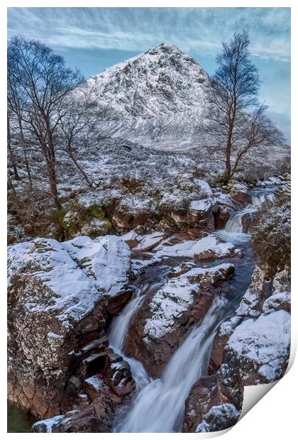 Buachaille Etive Mor and Coupall Falls Print by Derek Beattie