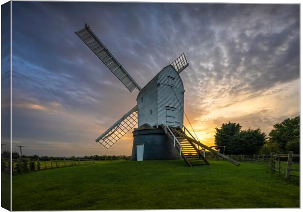 Wrawby Windmill at sunset Canvas Print by Jason Thompson
