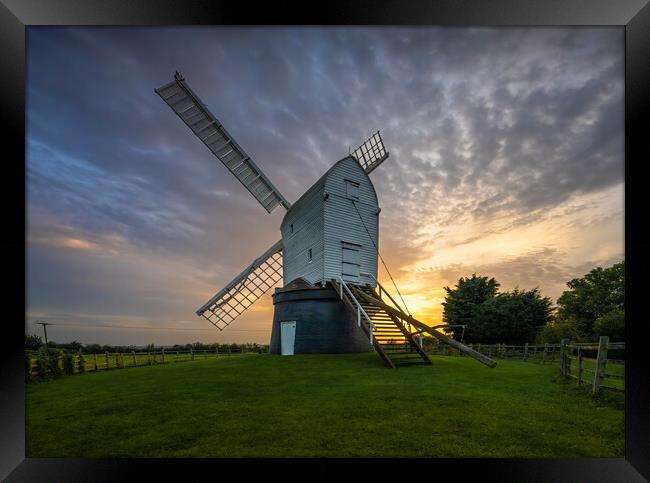 Wrawby Windmill at sunset Framed Print by Jason Thompson