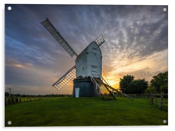 Wrawby Windmill at sunset Acrylic by Jason Thompson