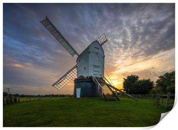 Wrawby Windmill at sunset Print by Jason Thompson