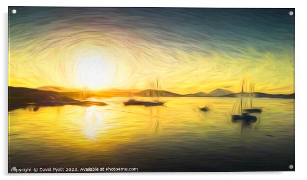 Aegean Sea Sunrise Art Panorama Acrylic by David Pyatt