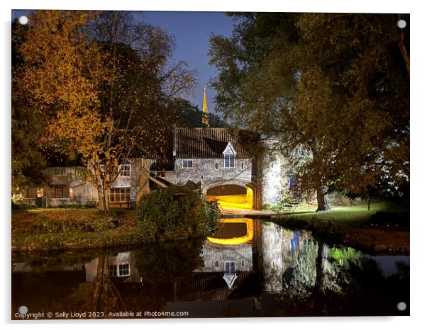 Pulls Ferry at Night in Norwich Acrylic by Sally Lloyd