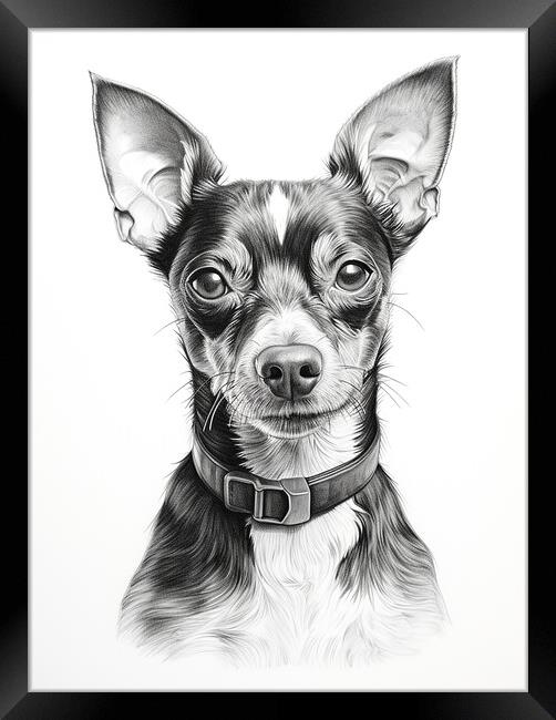 Brazilian Terrier Pencil Drawing Framed Print by K9 Art