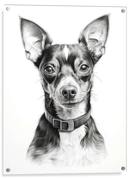 Brazilian Terrier Pencil Drawing Acrylic by K9 Art