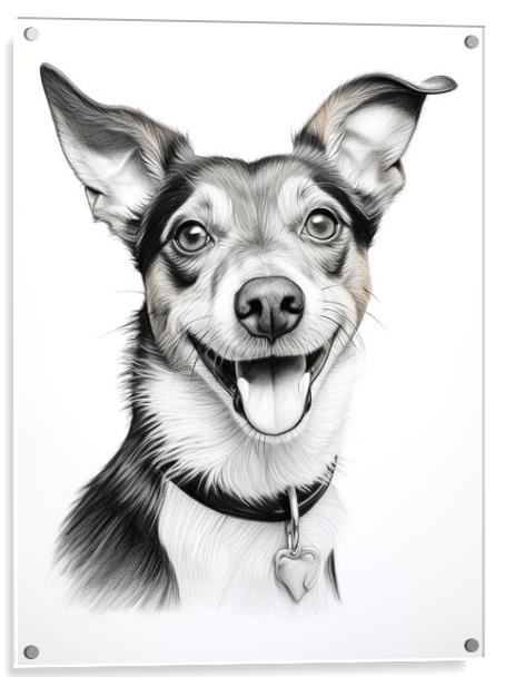 Brazilian Terrier Pencil Drawing Acrylic by K9 Art