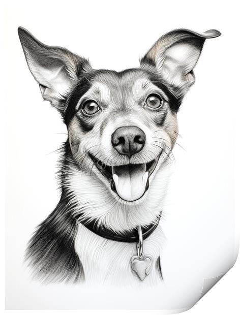 Brazilian Terrier Pencil Drawing Print by K9 Art