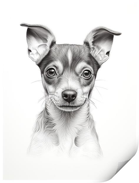 Brazilian Terrier Pencil Drawing Print by K9 Art