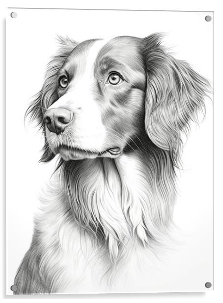 Brittany Pencil Drawing Acrylic by K9 Art