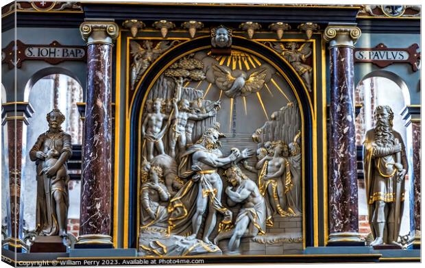 1611 Baptism Font St John's Church Cultural Center Gdansk Poland Canvas Print by William Perry
