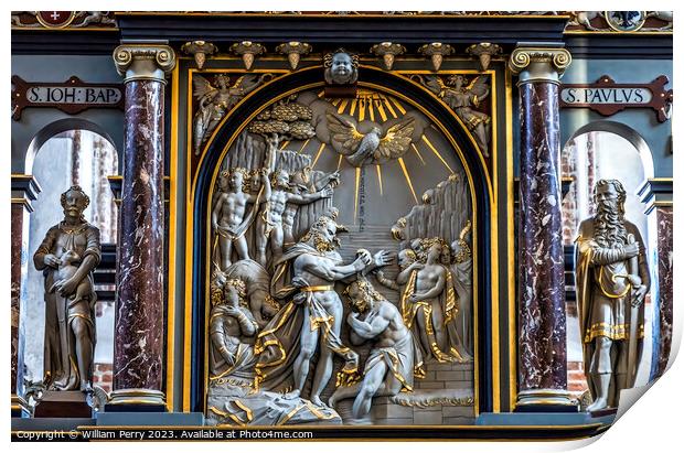 1611 Baptism Font St John's Church Cultural Center Gdansk Poland Print by William Perry