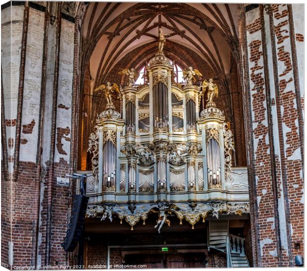 Ornate Organ St John's Church Cultural Center Gdansk Poland Canvas Print by William Perry