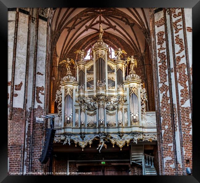 Ornate Organ St John's Church Cultural Center Gdansk Poland Framed Print by William Perry