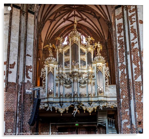 Ornate Organ St John's Church Cultural Center Gdansk Poland Acrylic by William Perry
