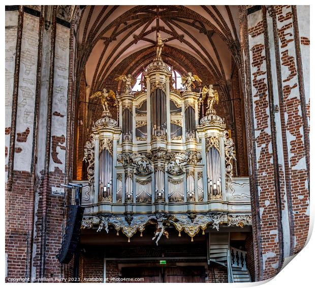 Ornate Organ St John's Church Cultural Center Gdansk Poland Print by William Perry