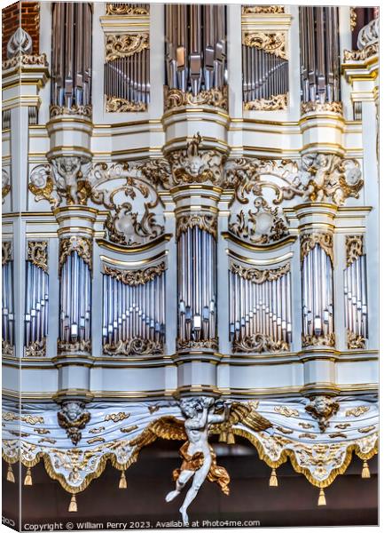 Closeup Ornate Organ St John's Church Cultural Center Gdansk Pol Canvas Print by William Perry