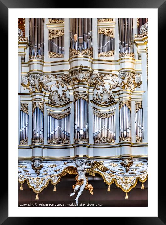 Closeup Ornate Organ St John's Church Cultural Center Gdansk Pol Framed Mounted Print by William Perry