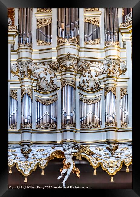 Closeup Ornate Organ St John's Church Cultural Center Gdansk Pol Framed Print by William Perry